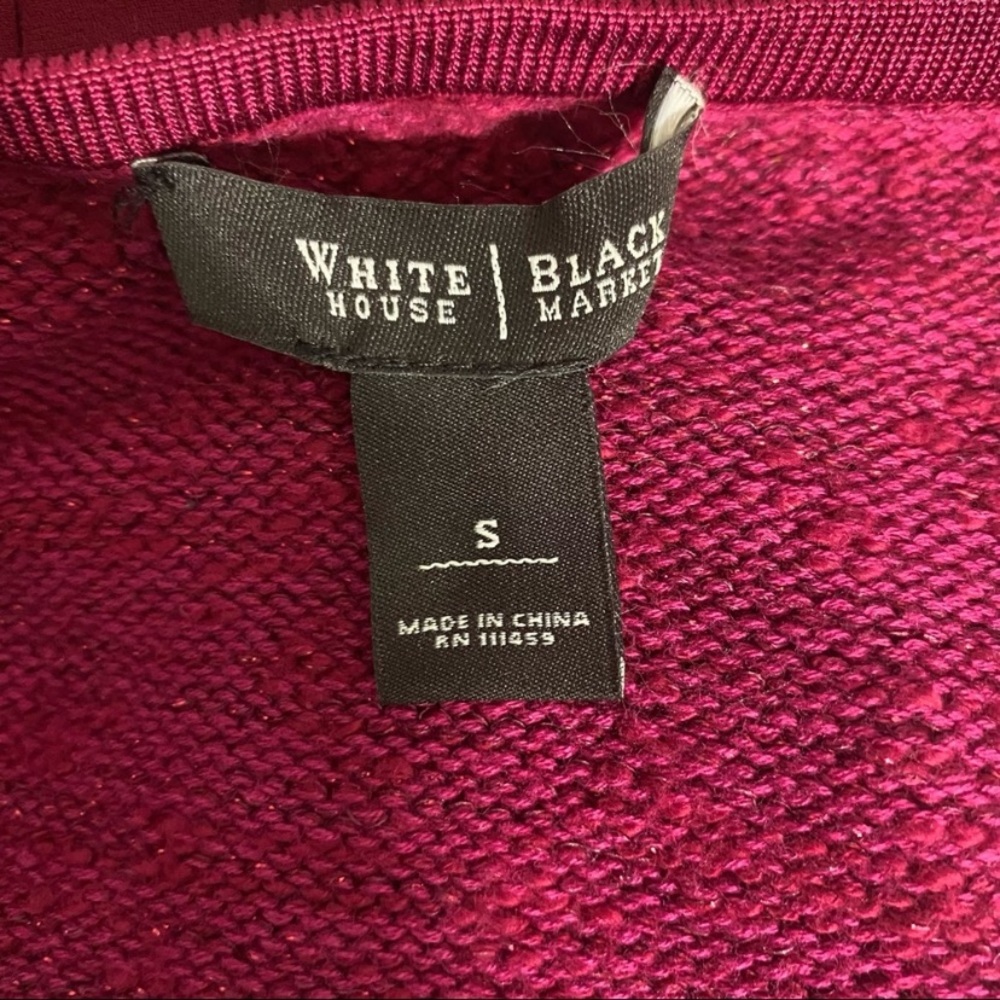 White House Black Market Cardigan Sweater Ruffle Chain Trim Hook And Eye Closure - Picture 4 of 8